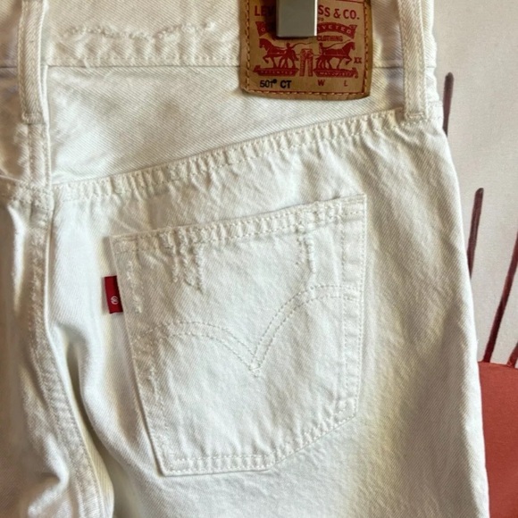 Levis 501 CT Button Fly Jeans Mens 30x27 White Denim 100% Cotton MEASURED SIZE - Picture 7 of 12